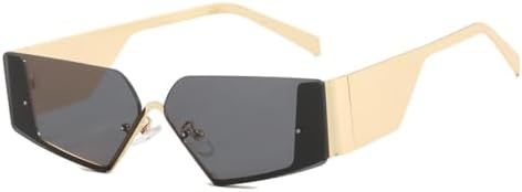 

Ретро-солнцезащитные очки 2027 года для женщин, маленькие квадратные солнцезащитные очки с защитой от УФ-излучения UV400, модные панк-очки для женщин и мужчин MTZJH, Golden Gray