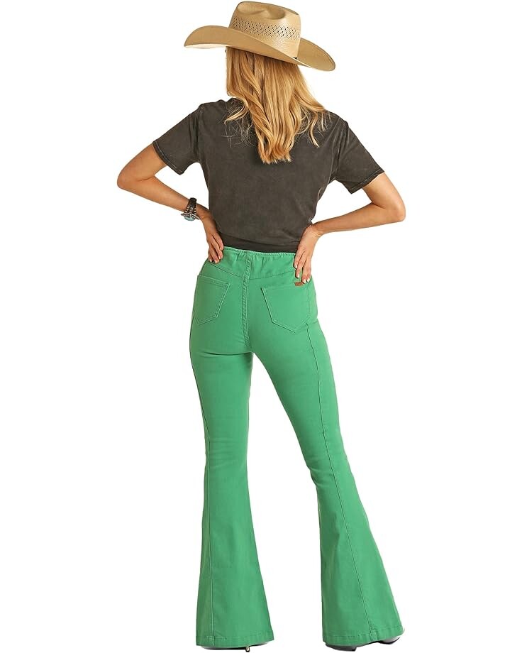 

Джинсы Rock and Roll Cowgirl High-Rise Bargain Bell with Hem Slit Pull-On Flare in Kelly Green RRWD6PRZUC, цвет Kelly Green
