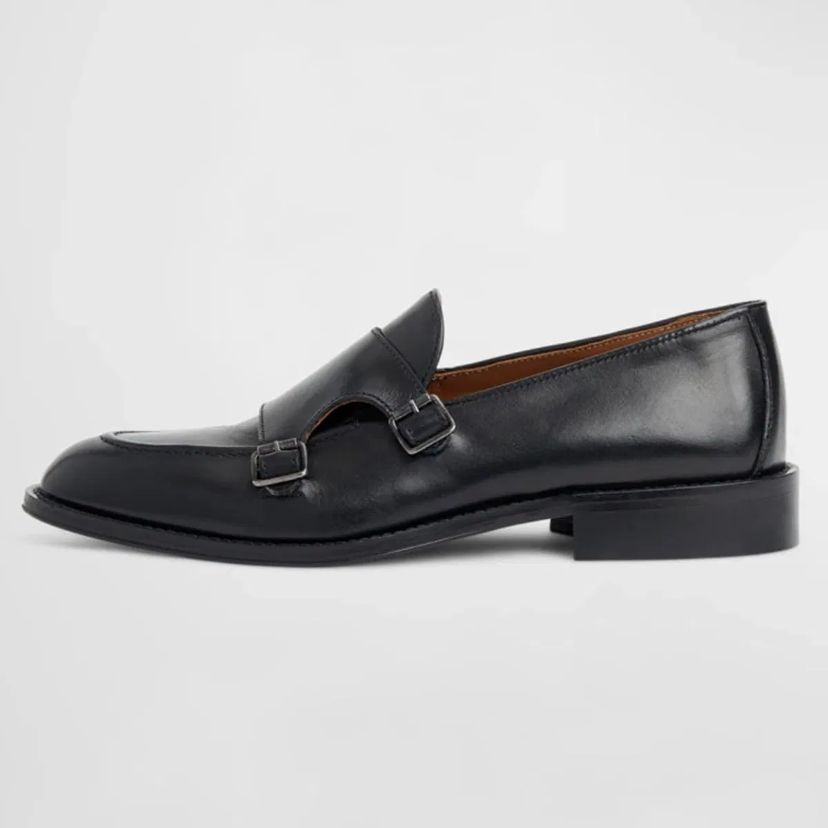 Лоферы мужские кожаные FOWT Classic Double Monk Strap, черный — фото 2