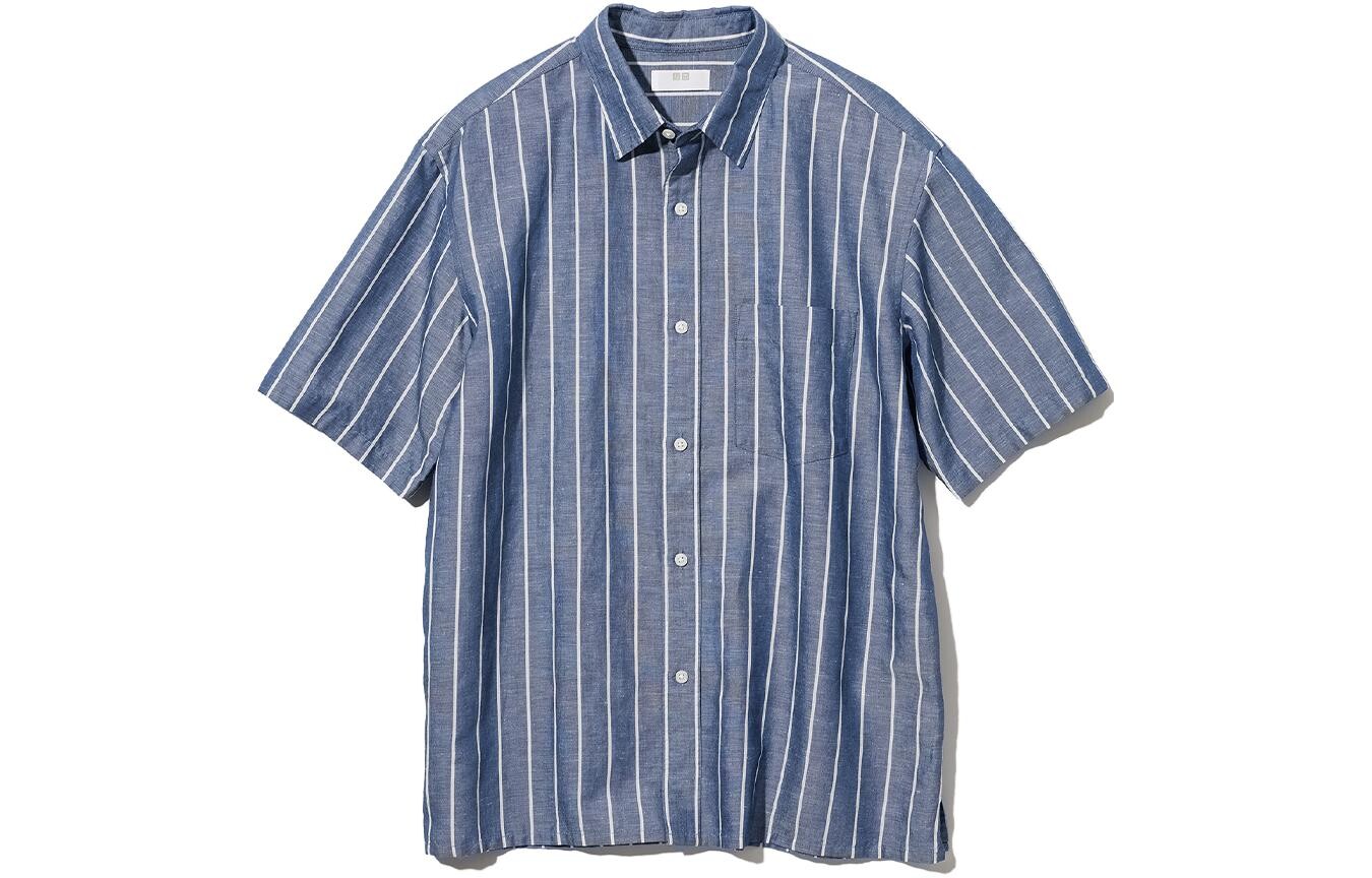

Рубашка мужская темно-синяя Uniqlo, темно-синий