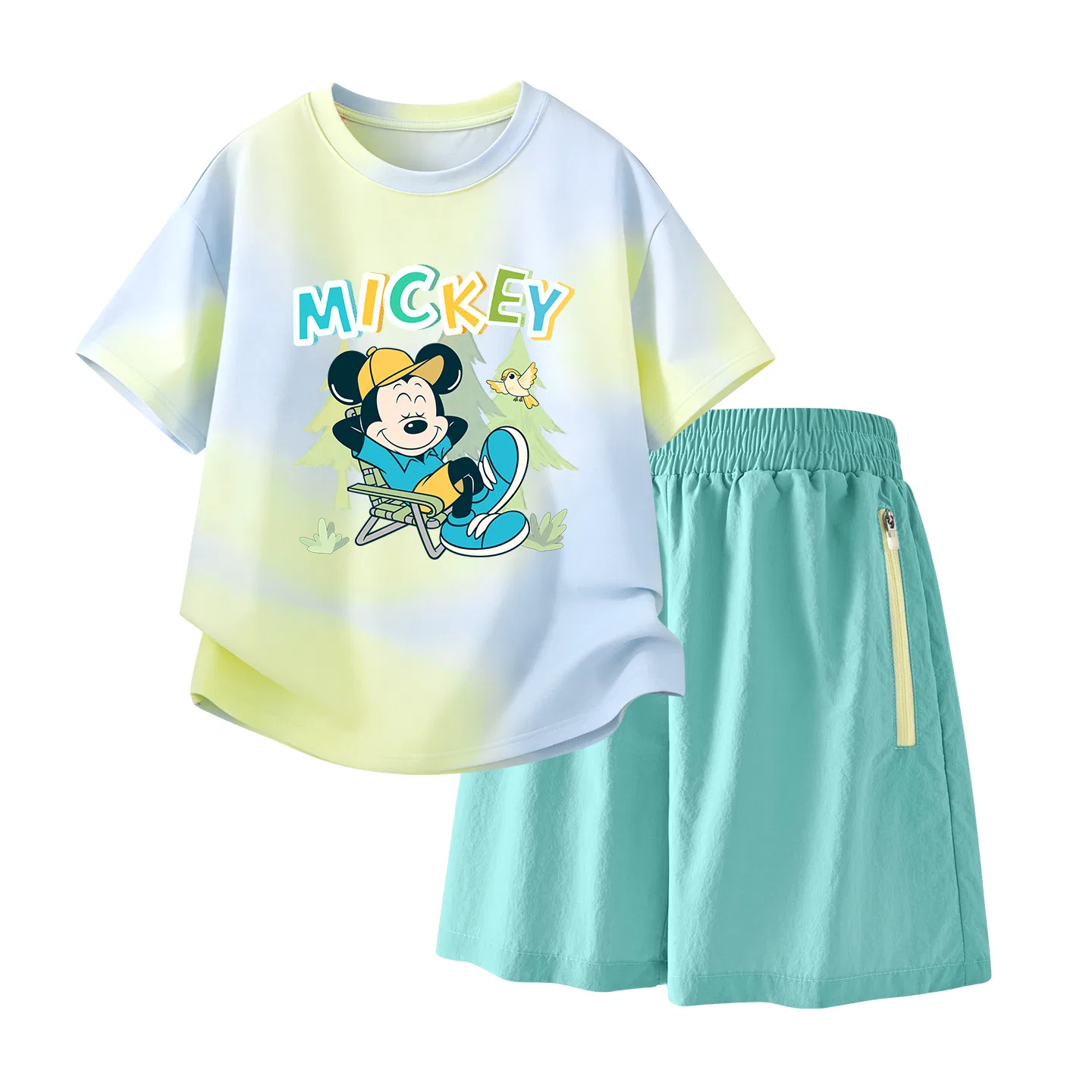 Детский спортивный костюм Casual Sportswear 2 Piece Set Disney, Di Lift Eye K Yellow Pink+Solid Color Mint Green — фото 4