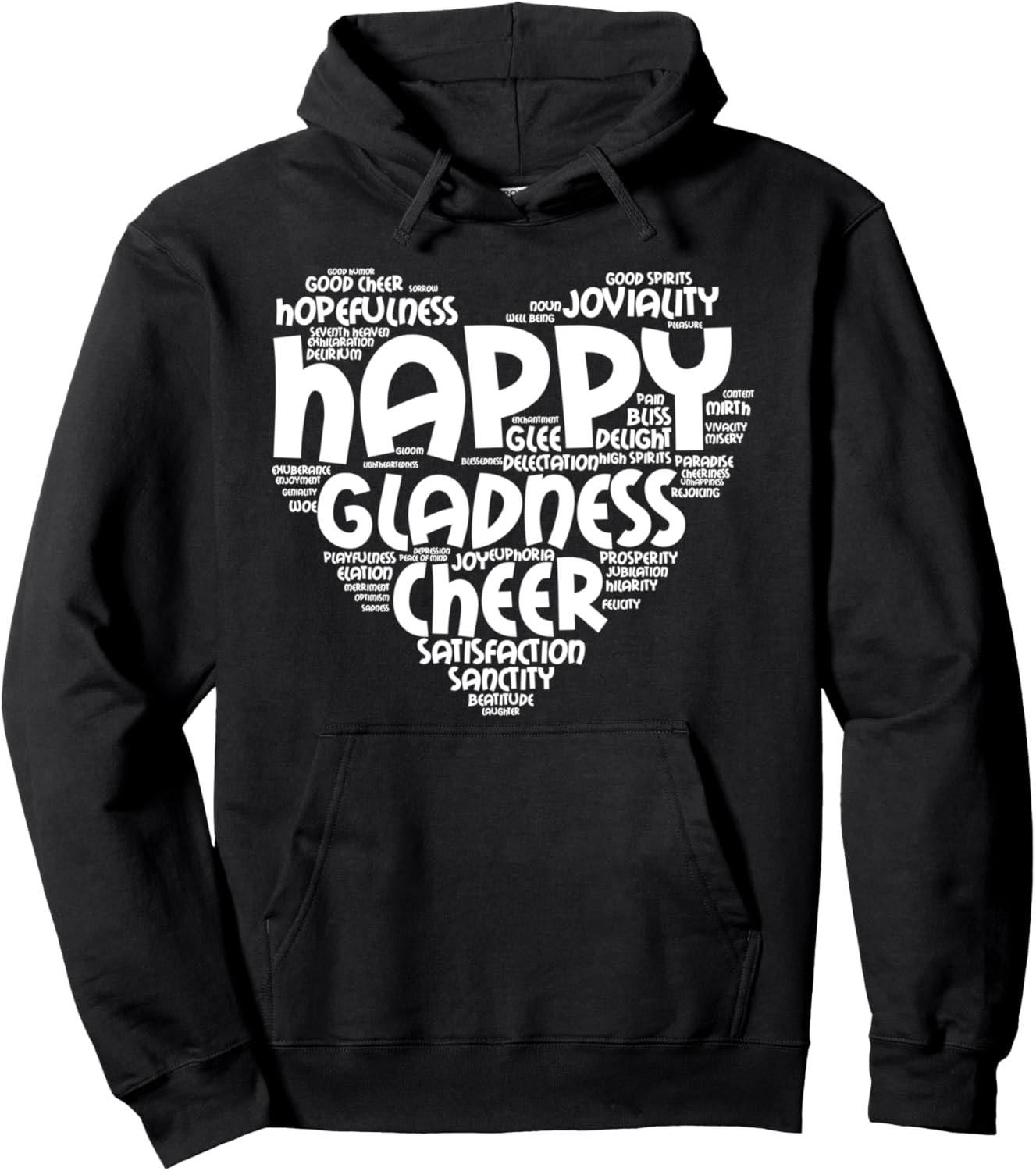 

Вдохновляющая толстовка Happy Gladness Cheer, черная, размер S, Черный, Вдохновляющая толстовка Happy Gladness Cheer, черная, размер S