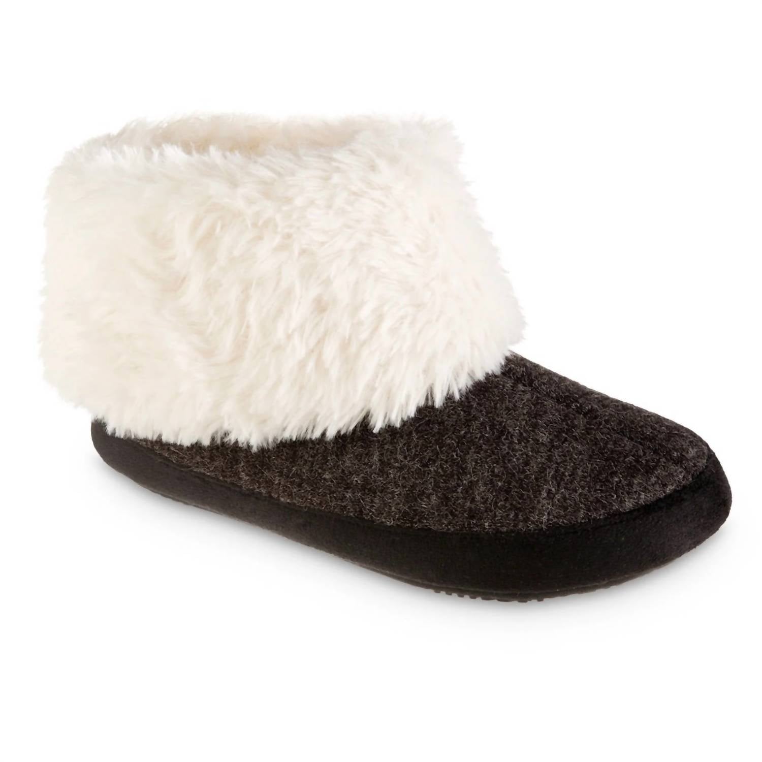 Женские тапочки Marisol Boot Eco Comfort из меланжевого трикотажа черного цвета Isotoner