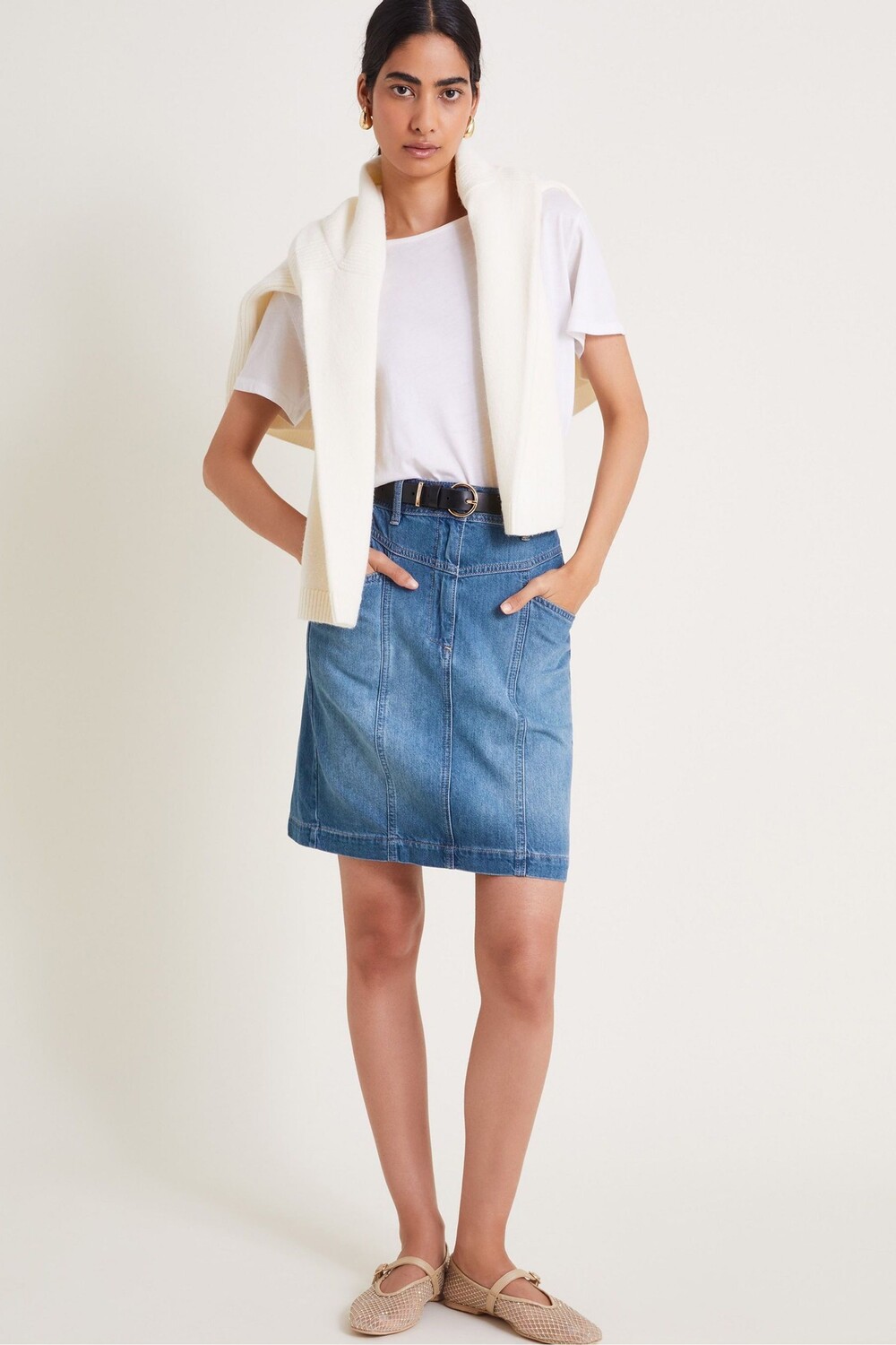 

Мини юбка Anisa из денима 100% хлопка Monsoon, синий
