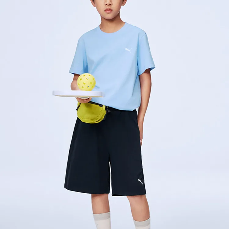 Детская спортивная футболка с круглым вырезом PUMA, розовый синий 80001 — фото 4