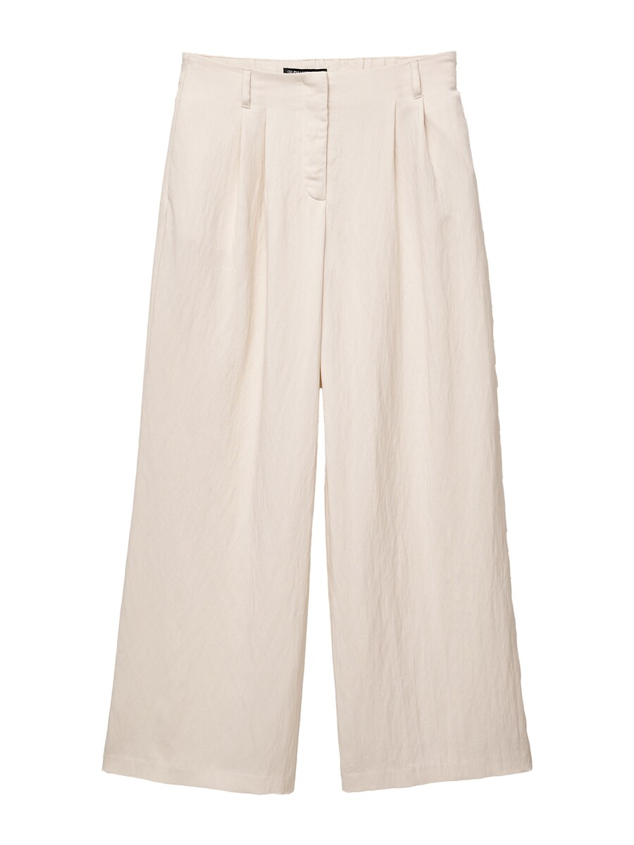 

Широкие брюки со складками спереди Pull&Bear, экрю