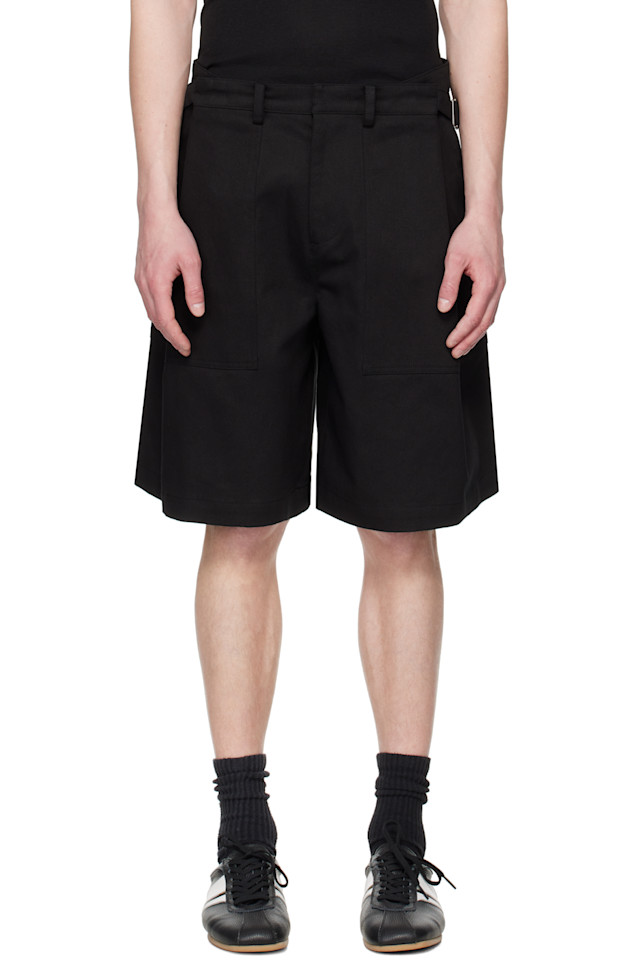 

Ssense exclusive black twill shorts System, цвет bk