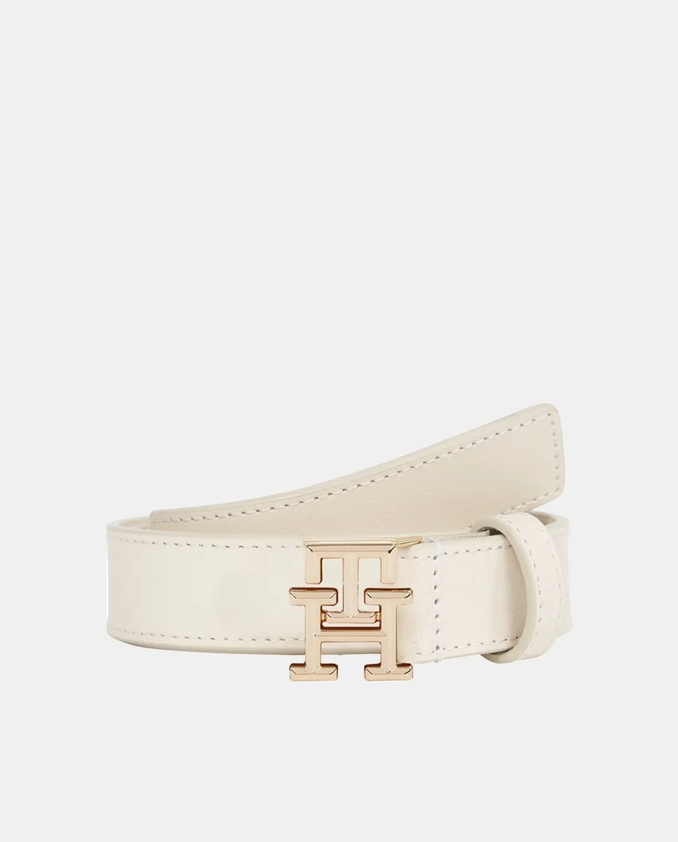 

Женский белый кожаный ремень с пряжкой-логотипом Tommy Hilfiger