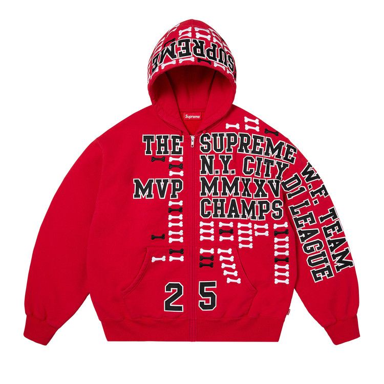 

Толстовка Supreme League Champs Zip Up Hooded Sweatshirt, Red