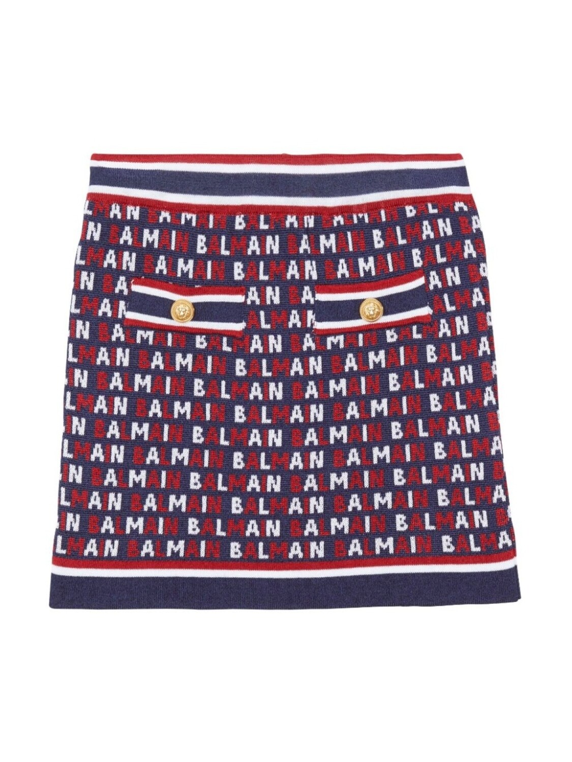 

Balmain Kids юбка мини А-силуэта с жаккардовым логотипом, синий