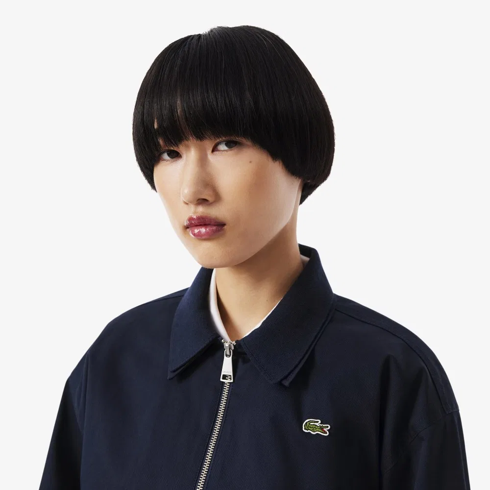 Жакет женский Lacoste из габардина, свободный крой, тёмно-синий — фото 2