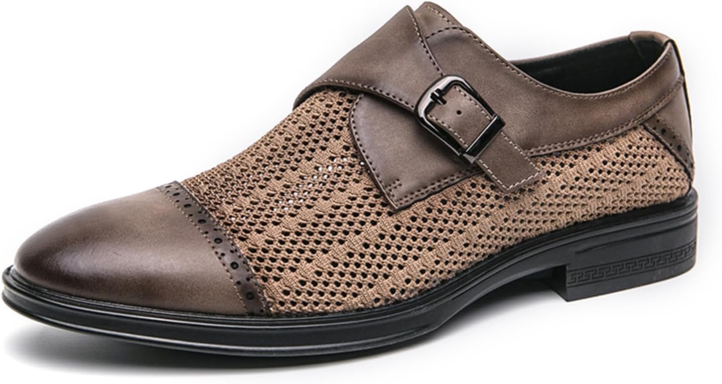 

Мужские дышащие сетчатые туфли, удобная официальная обувь - идеальны для летнего офиса, деловых встреч и ежедневных поездок Aokisx, коричневый