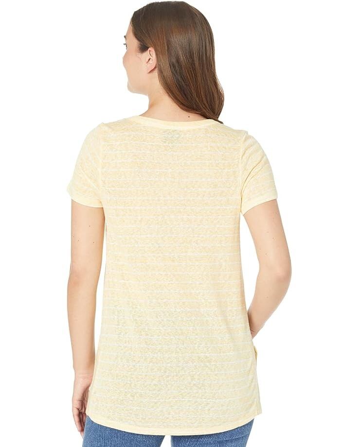 

Футболка Bobeau Side Slit Stripe Tee, цвет Light Yellow/Ivory