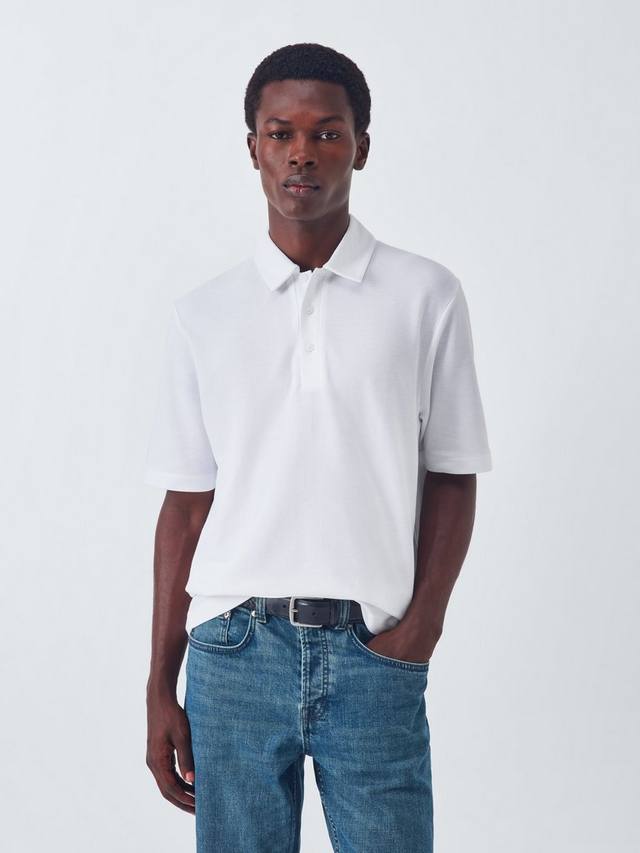 

Короткий рукав поло из пике из хлопка супима John Lewis, White