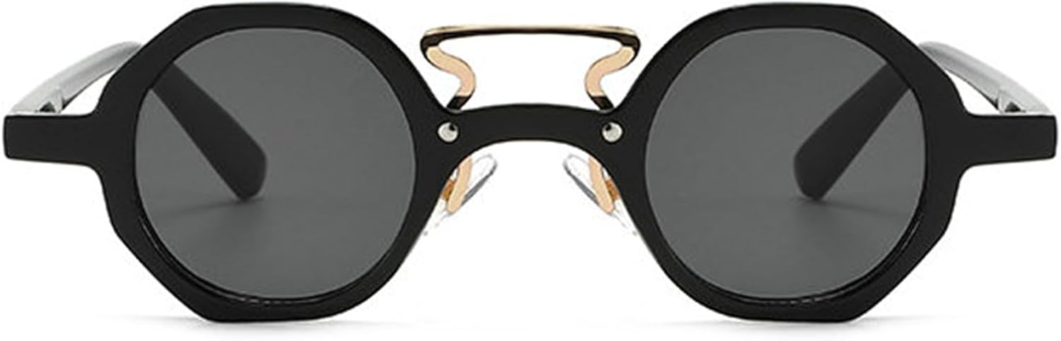 

Солнцезащитные очки Willochra Retro Polygon для женщин и мужчин, винтажные маленькие круглые солнцезащитные очки в стиле панк с двойной перемычкой, защита от ультрафиолета UV400, C1