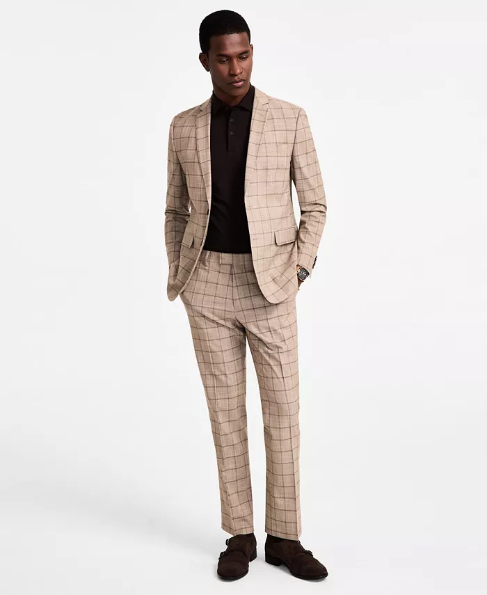 

Мужской облегающий костюм с эффектом растяжки Nick Graham, коричневый/бежевый