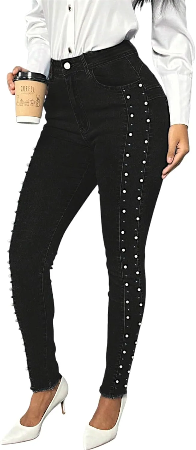 

Женские джинсы Pearl Jeans с эффектом stretch и стразами CFNZER