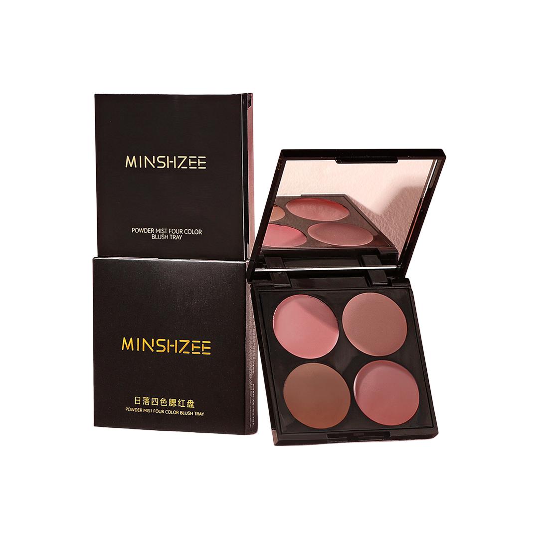 Палетка румян Sunset 4 Colors для коррекции тона кожи, осветления кожи, натуральный матовый эффект 8g MINSHZEE — фото 2
