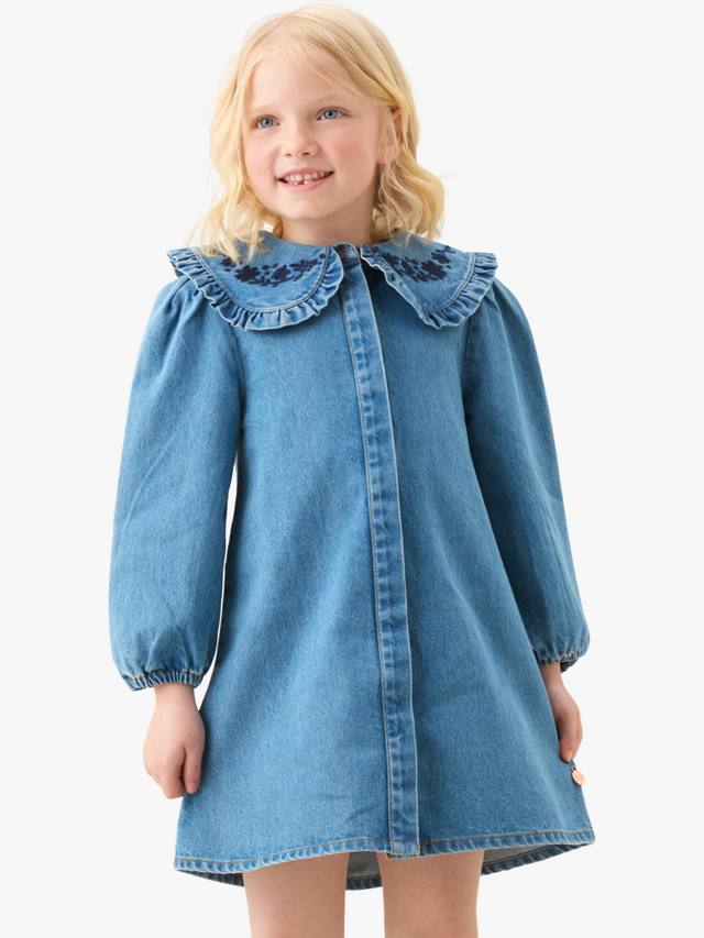 Детское платье с длинными рукавами и воротником с рюшами Angel & Rocket, Denim — фото 2