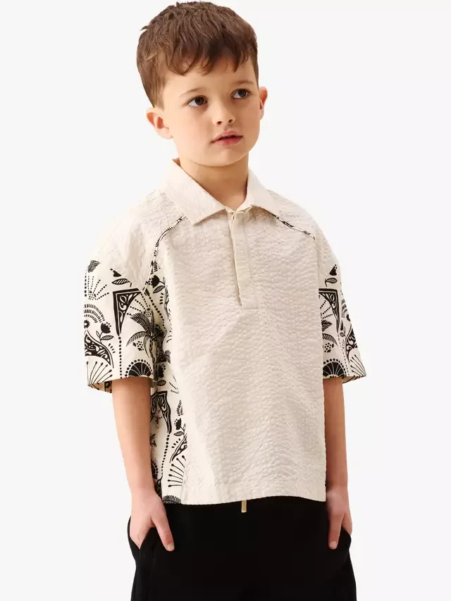 Детская рубашка Regan Cut & Sew в полоску с пальмовыми ветвями, цвет камень Angel & Rocket