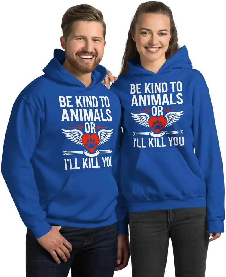 Толстовка Unisex Be Kind to Animals or I'll Kill You, футболка Funny Animal Rights Lover Generic, Royal
