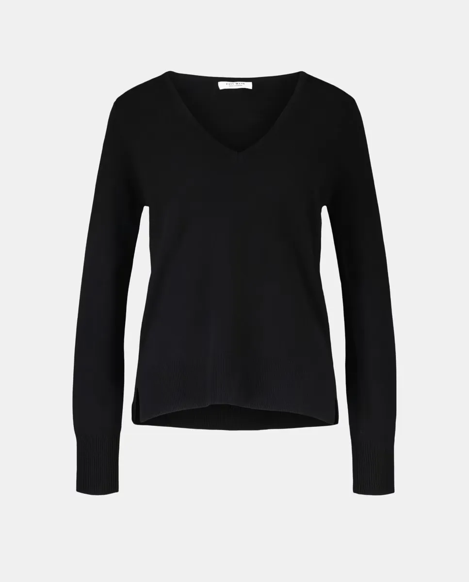 

Женский свитер с V-образным вырезом из кашемира Easy Wear, черный