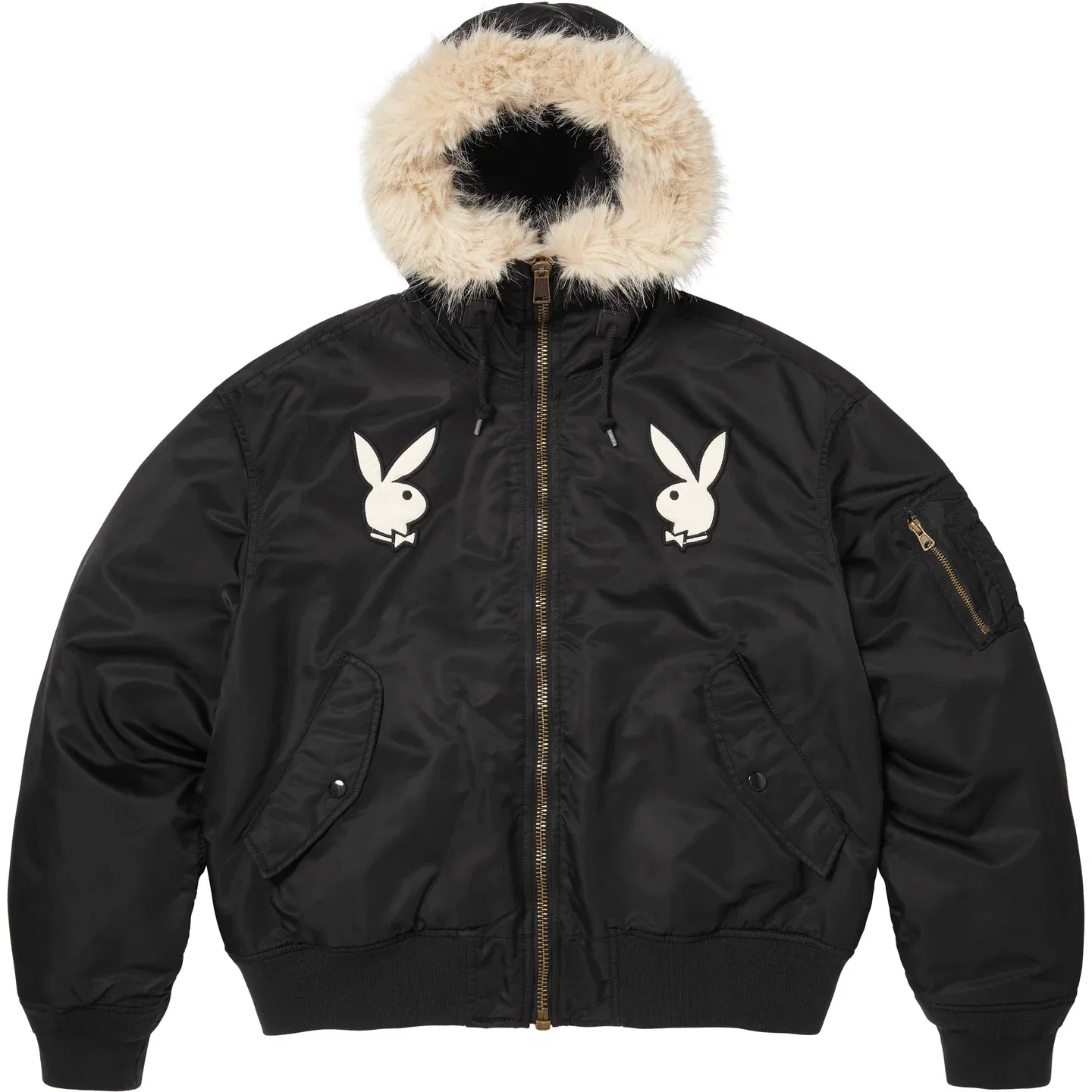 Куртка-пуховик MA-1 с капюшоном x Playboy SS26 WEEK3, унисекс Supreme, Black