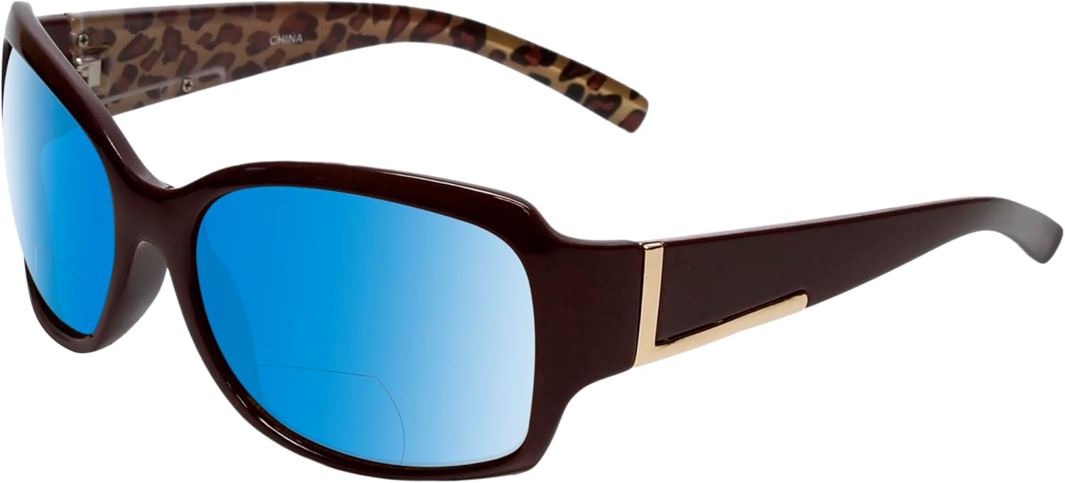 

Солнцезащитные очки для чтения Calabria RE3560BF-AP с бифокальными линзами, поляризованные или неполяризованные, женские, модные, Mauve Purple Gold Cheetah/Polarized Blue Mirror