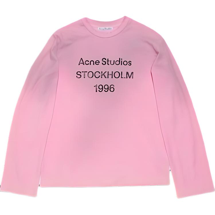 Футболка с длинным рукавом Logo Acne Studios, cotton candy розовый — фото 3