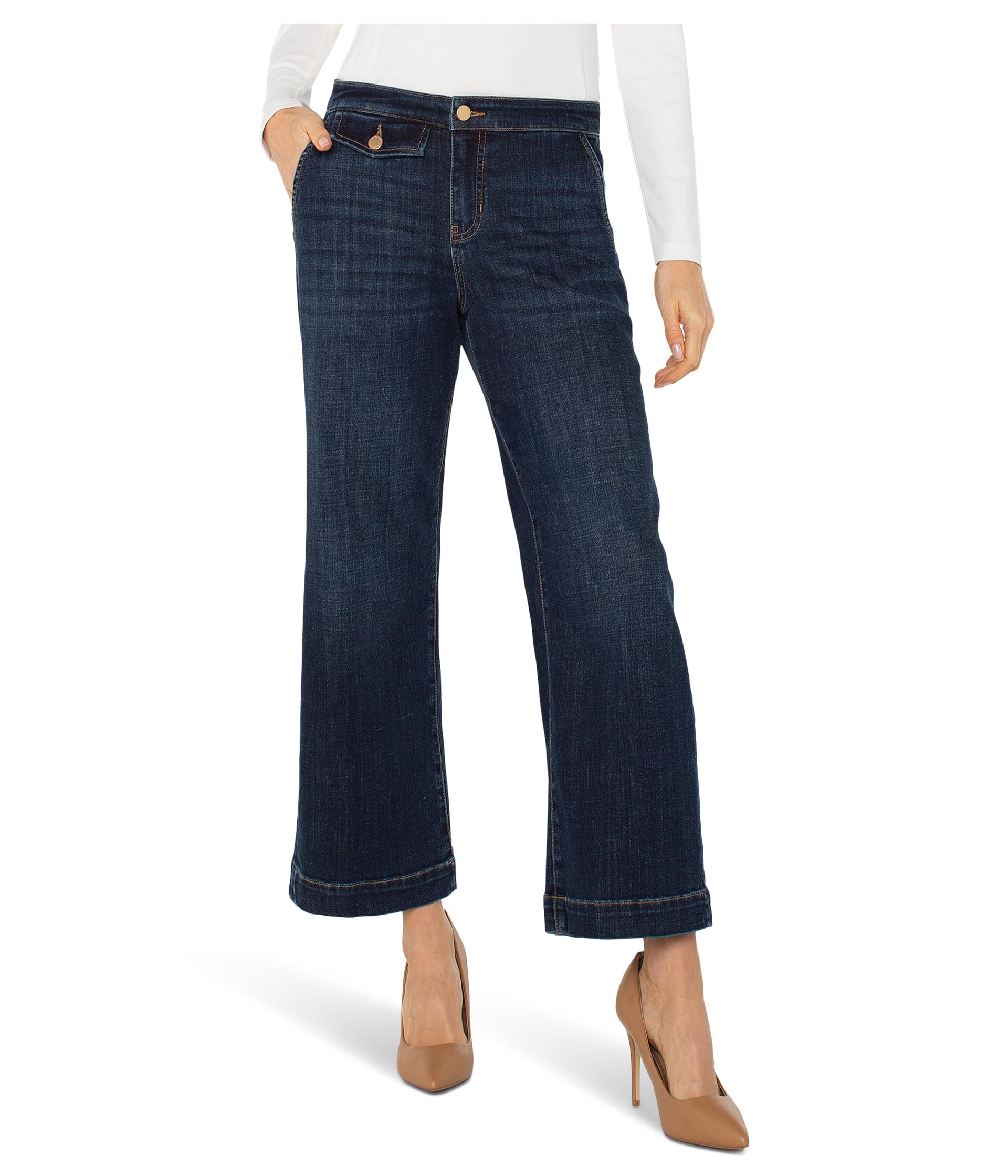 

Джинсы Liverpool Los Angeles Stride Mid-Rise Wide Leg Jean With Trouser Details 27'' Inseam, цвет Albany