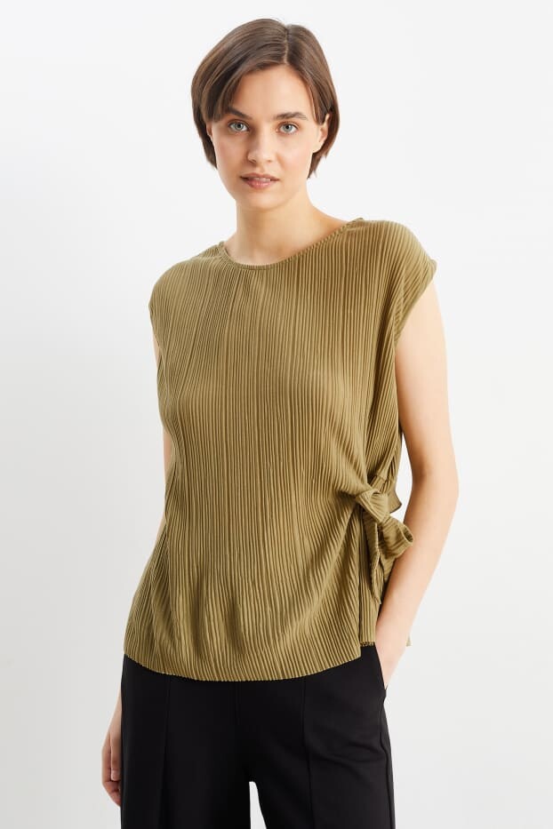 

Плиссированная футболка C&A, хаки