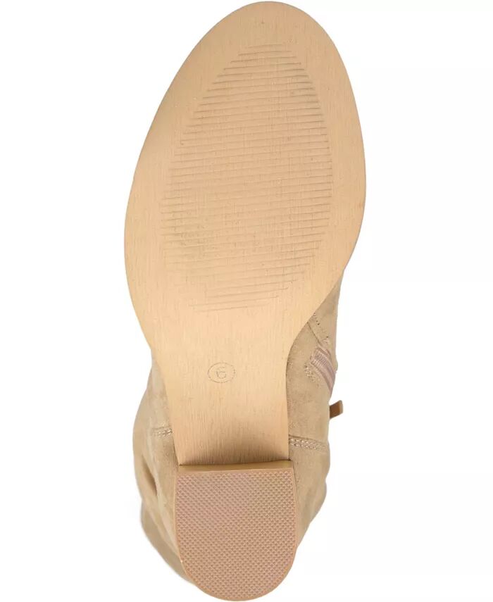 Женские сапоги Kaison Wide Calf Stacked Heel выше колена Journee Collection, коричневый/бежевый — фото 2