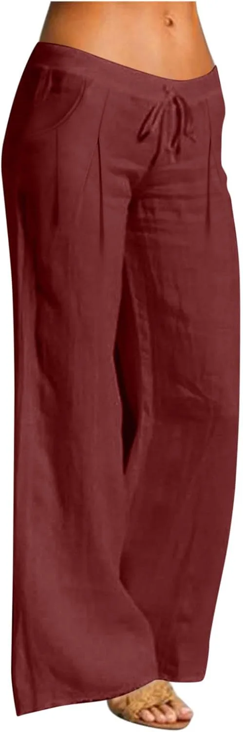 

Женские широкие льняные брюки Casual летние Boho Palazzo