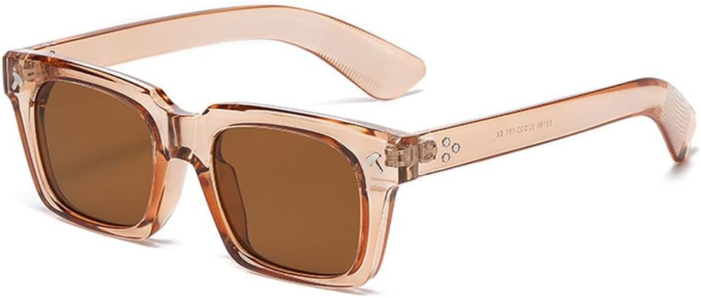 

Винтажные мужские солнцезащитные очки, модные желто-синие оттенки, защита от ультрафиолета UV400, женские трендовые очки с заклепками, панк-стиль TKKTLLT, Champagne Tea