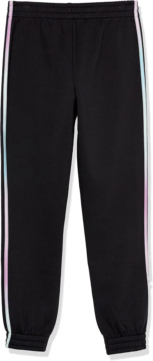 Детские хлопковые флисовые спортивные брюки Adidas, Black With Purple — фото 2