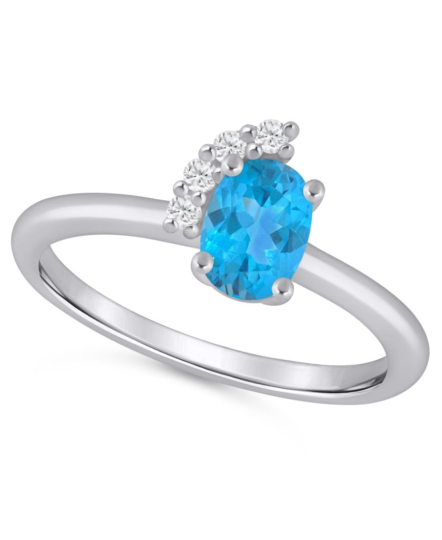 

Кольцо с аметистом (3/4 карата) и белым бриллиантом (1/20 карата) из белого золота 10 карат Macy's, Blue Topaz/White Gold