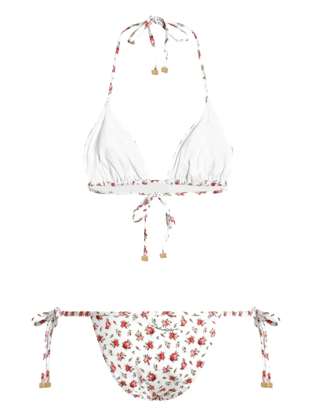 Бикини с цветочным принтом и завязками DOLCE & GABBANA, белый — фото 2
