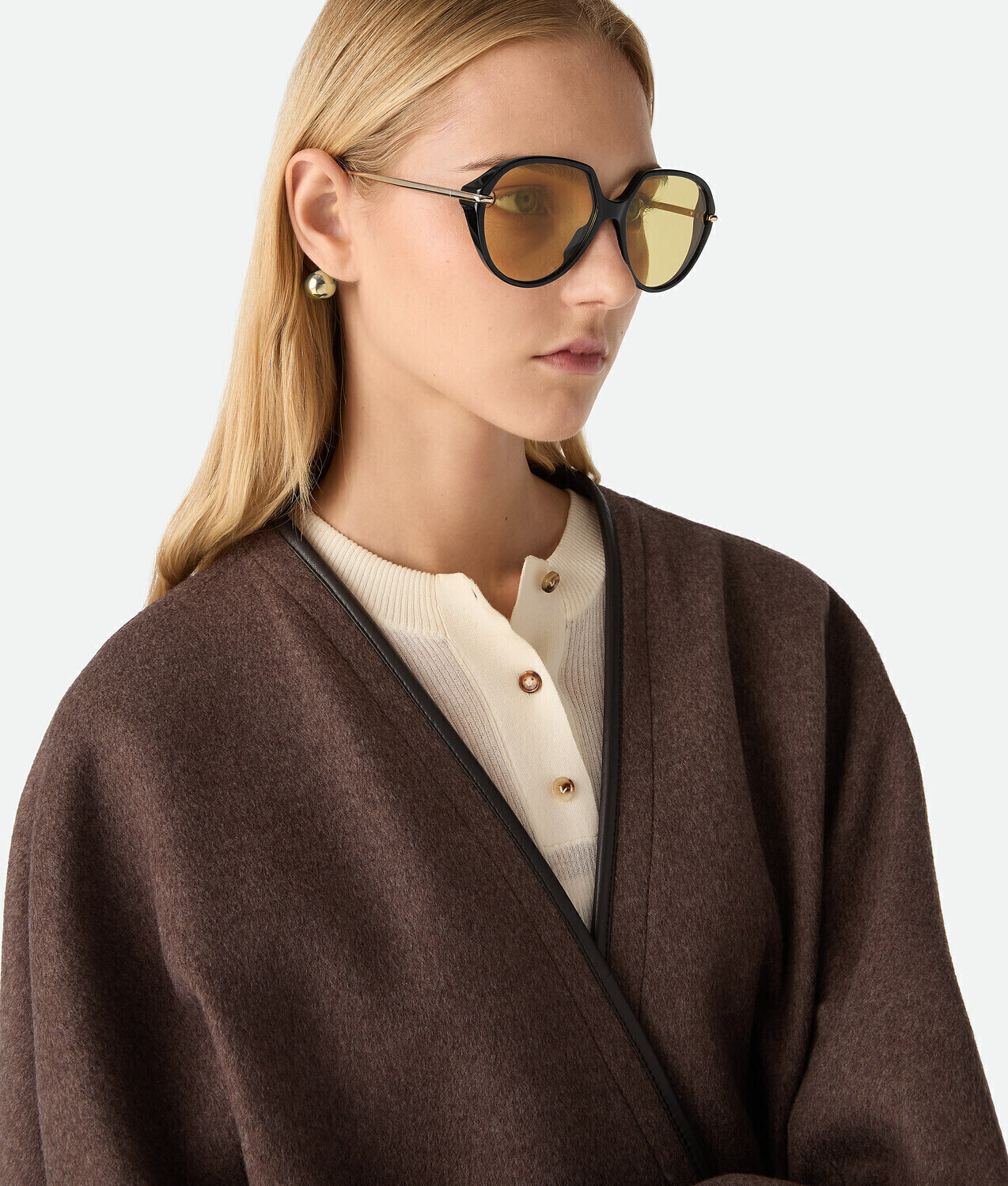 Drop squared sunglasses BOTTEGA VENETA, желтый/черный — фото 2