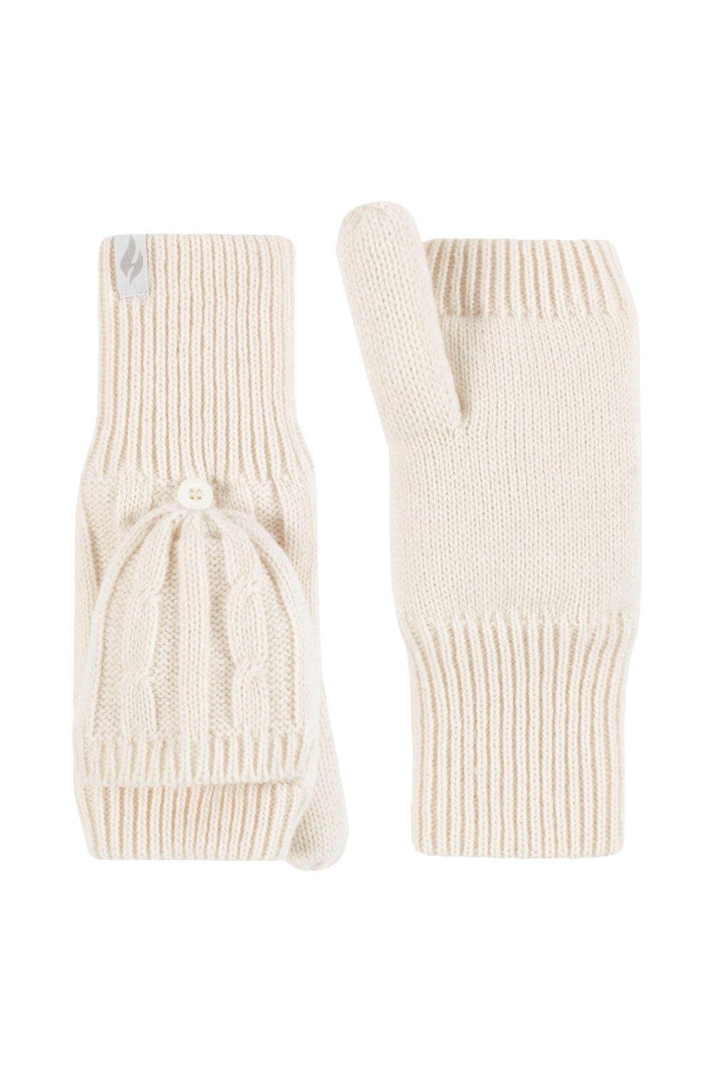 

1 пара варежек-трансформеров Ash с косами SOCKSHOP Heat Holders, белый