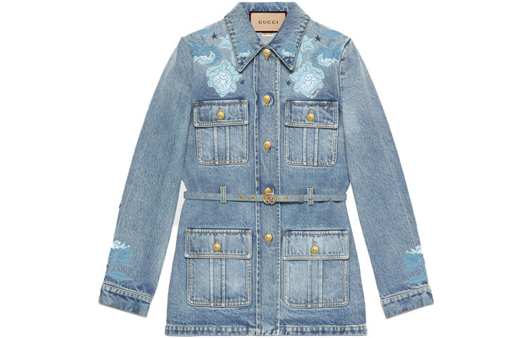Джинсовая куртка серии Fw22 Tanabata, женская, синяя Gucci