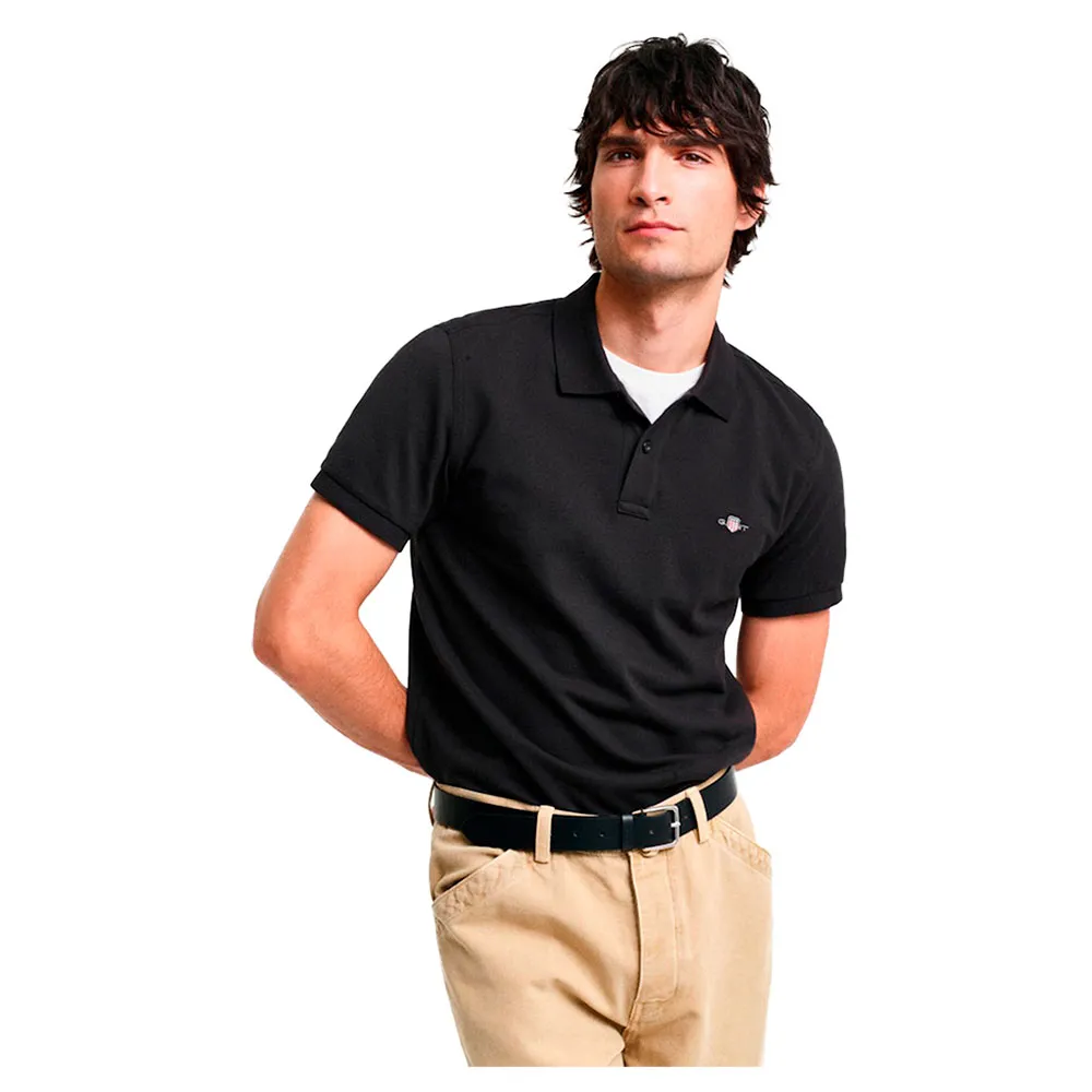 

Поло с коротким рукавом Gant Slim Shield, черный