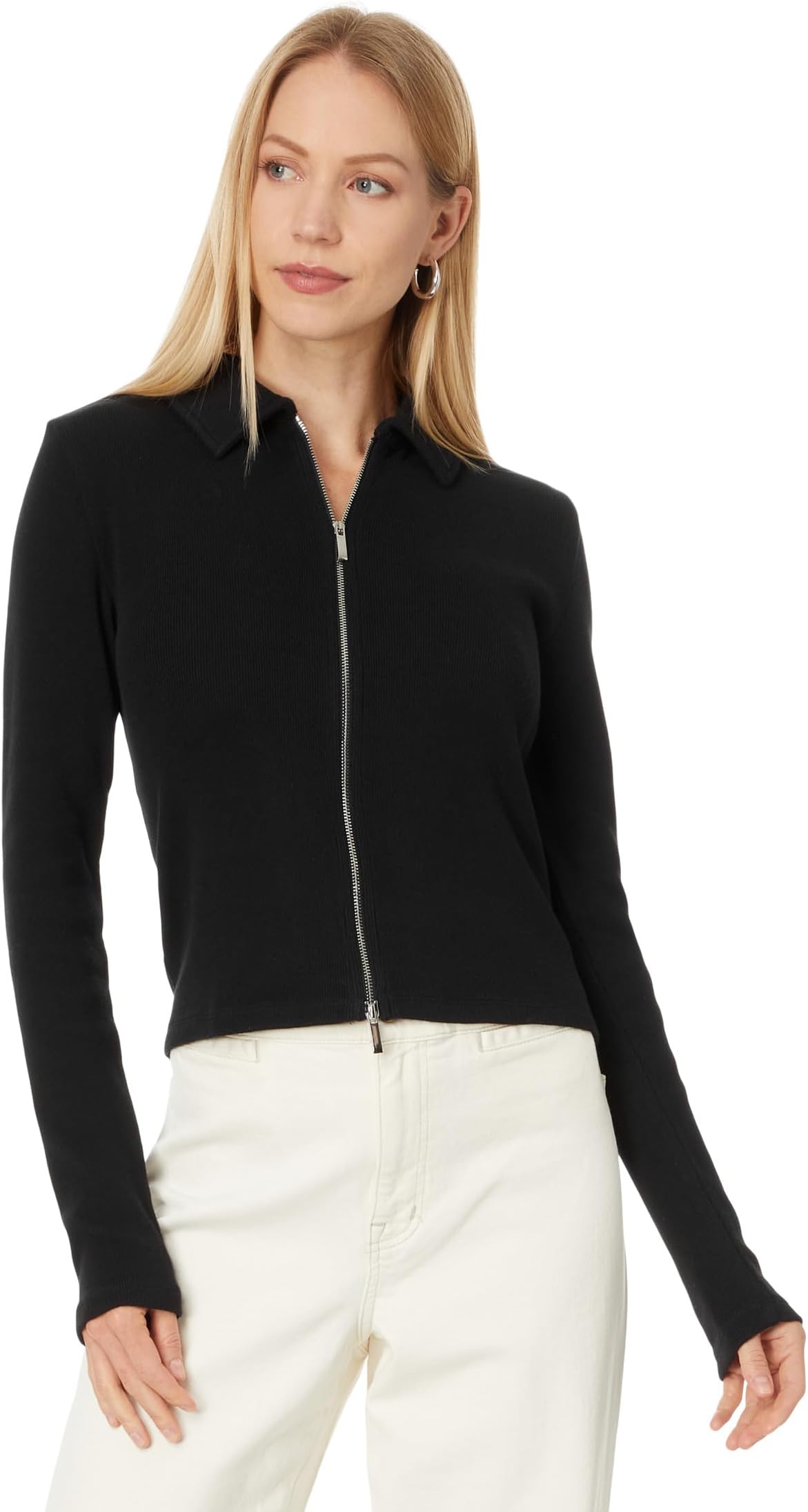 

Топ Madewell Grill Long Sleeve Full Zip Top, цвет Jet Black