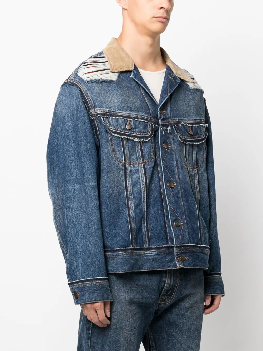Джинсовая куртка с эффектом потертости из коллаборации с Pendleton MAISON MARGIELA, синий — фото 4