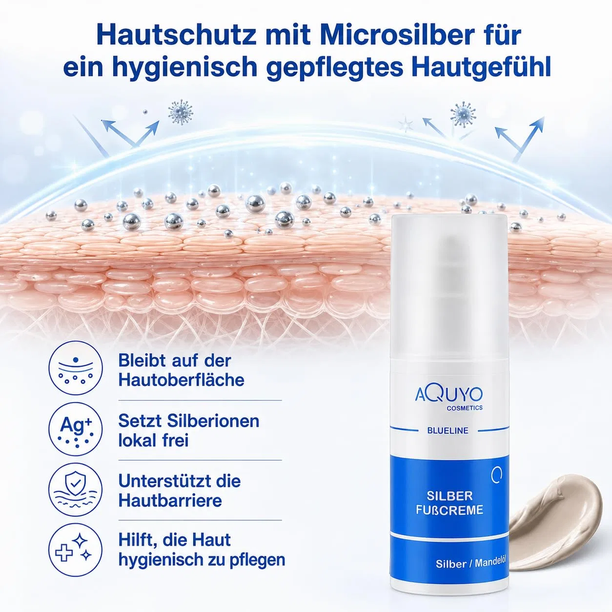 Крем для ног «Silver Foot Cream» с микросеребром от Blueline Aquyo Cosmetics — фото 3