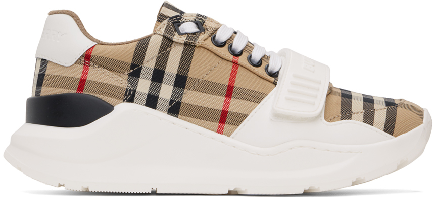 Кроссовки бежевые в клетку Burberry, Archive beige IP check