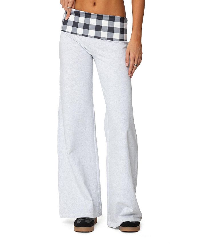 

Брюки Beth Gingham с отворотом Edikted, серый