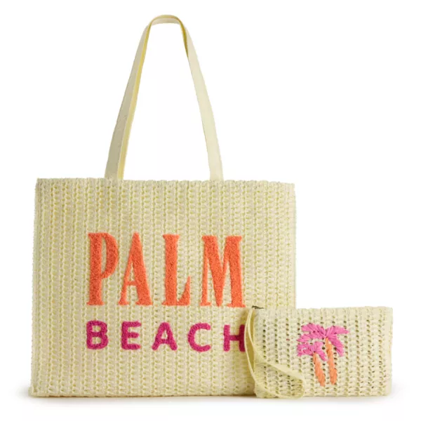 

Соломенная сумка-тоут и наручный ремешок Maya Sonoma Goods For Life, цвет ivory palm beach tote