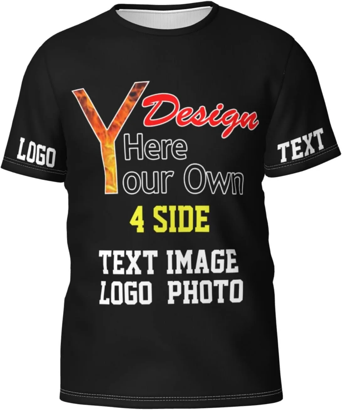 Футболка Custom T Shirt для мужчин с нанесением текста и изображения на 4 стороны — фото 4