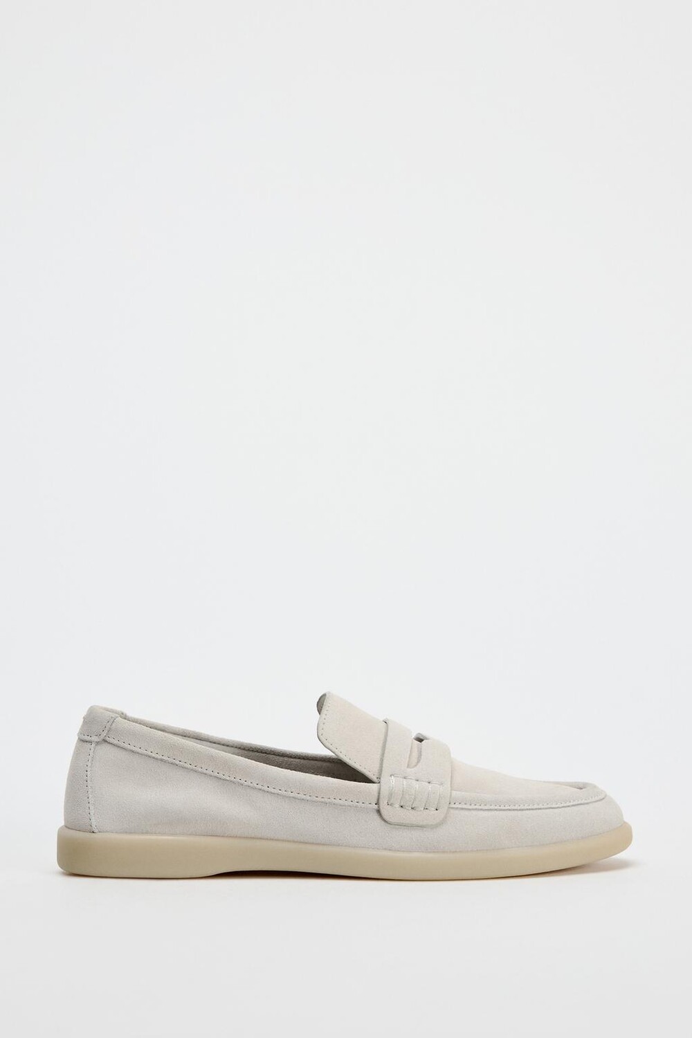 

Лоферы из разделенной замши ZARA, экрю белый
