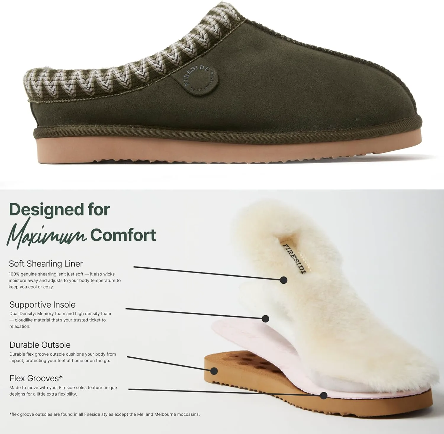 Клогги Fireside от Dearfoams для мужчин Grafton Shearling для дома и улицы Fireside by Dearfoams — фото 3